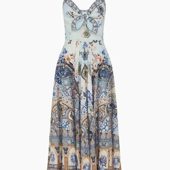 Camilla Salvador Summer Long Silk Maxi Dress‎ With Tie Front Size Small - Picture 5 of 16